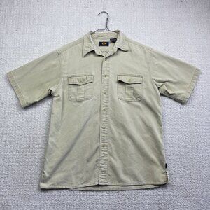 Route 66 Original Clothing Co Shirt Men M Short Sleeve Beige Heavy Cotton Read*